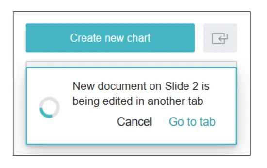 Screenshot of a floating editing indicator card in the Vizzlo for Google Slides integration.