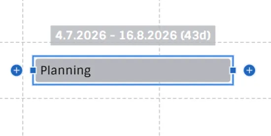 Image showing the reworked dependency creation handles in the Vizzlo Gantt chart.