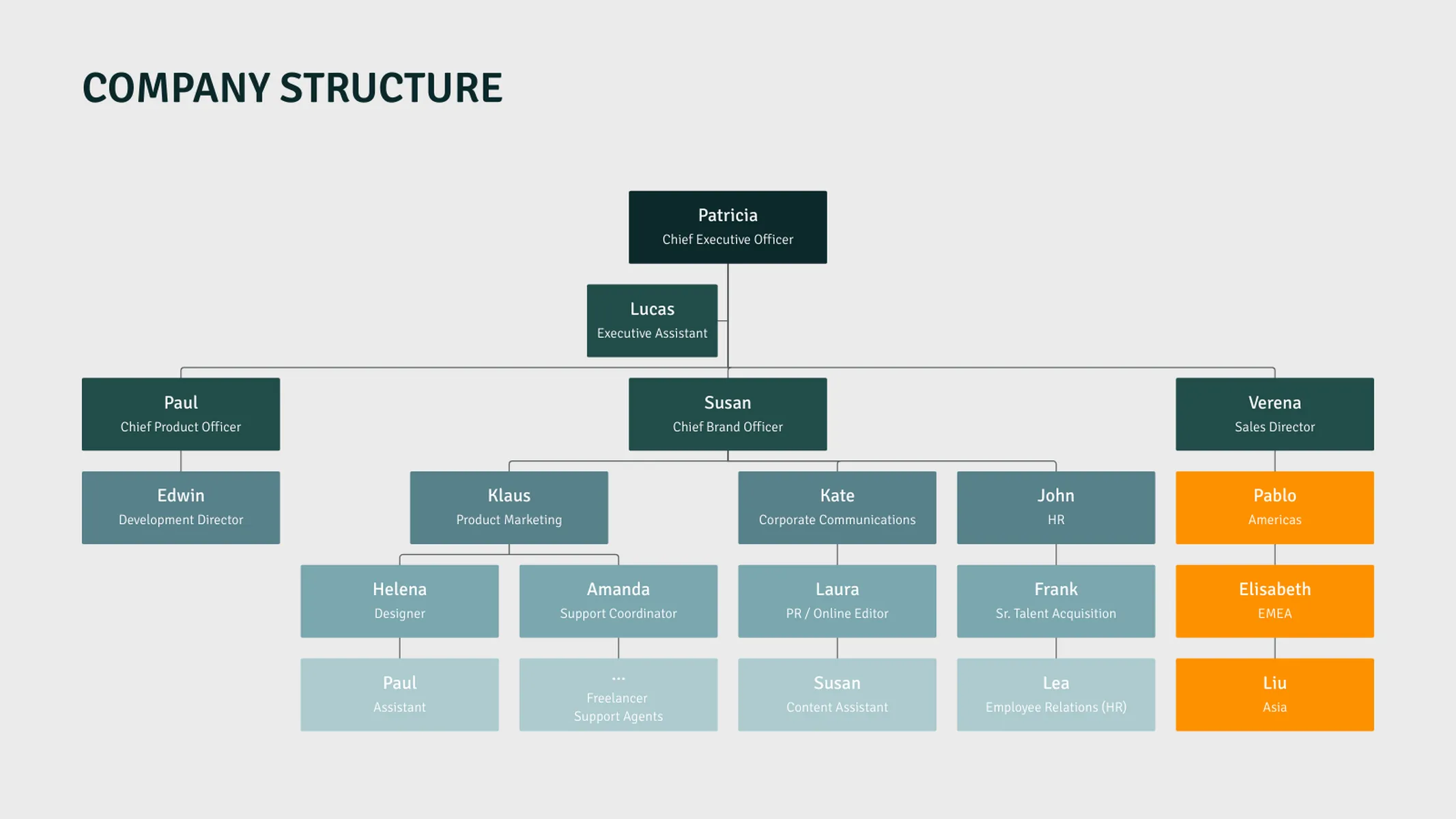 Organigramm-Beispiel: COMPANY STRUCTURE
