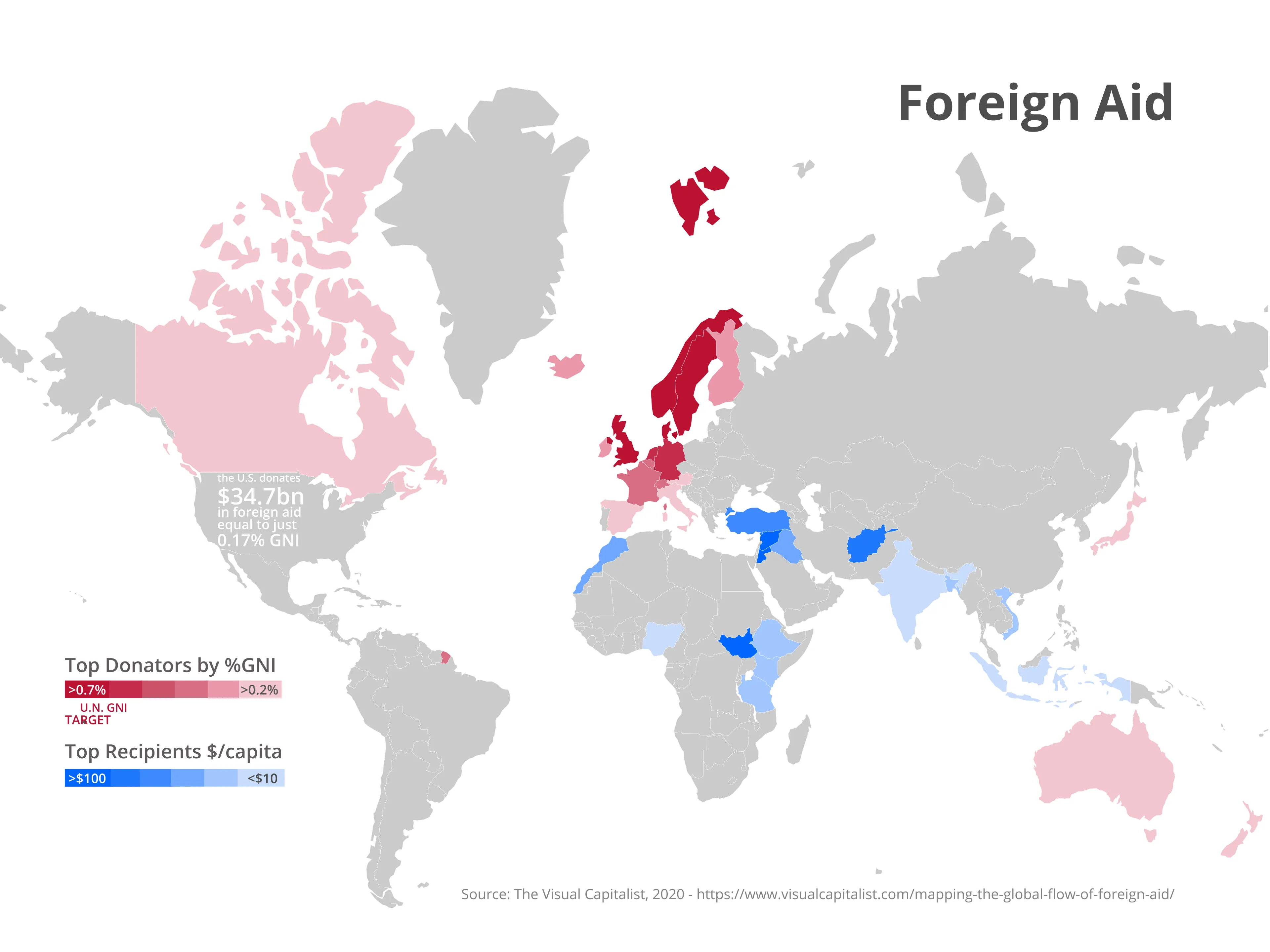 Weltkarte-Beispiel: Foreign Aid
