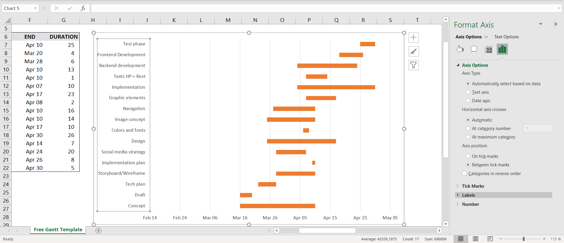 How to reverse the y-axis label in a stacked bar chart in Excel