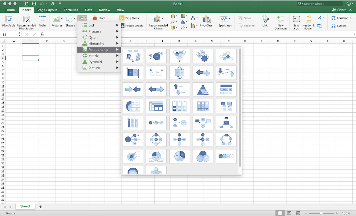 a screenshot depicting how to create a simple venn diagram in excel